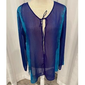 Jones New York Signature tie-dye loose cover up, casual blouse top Size M